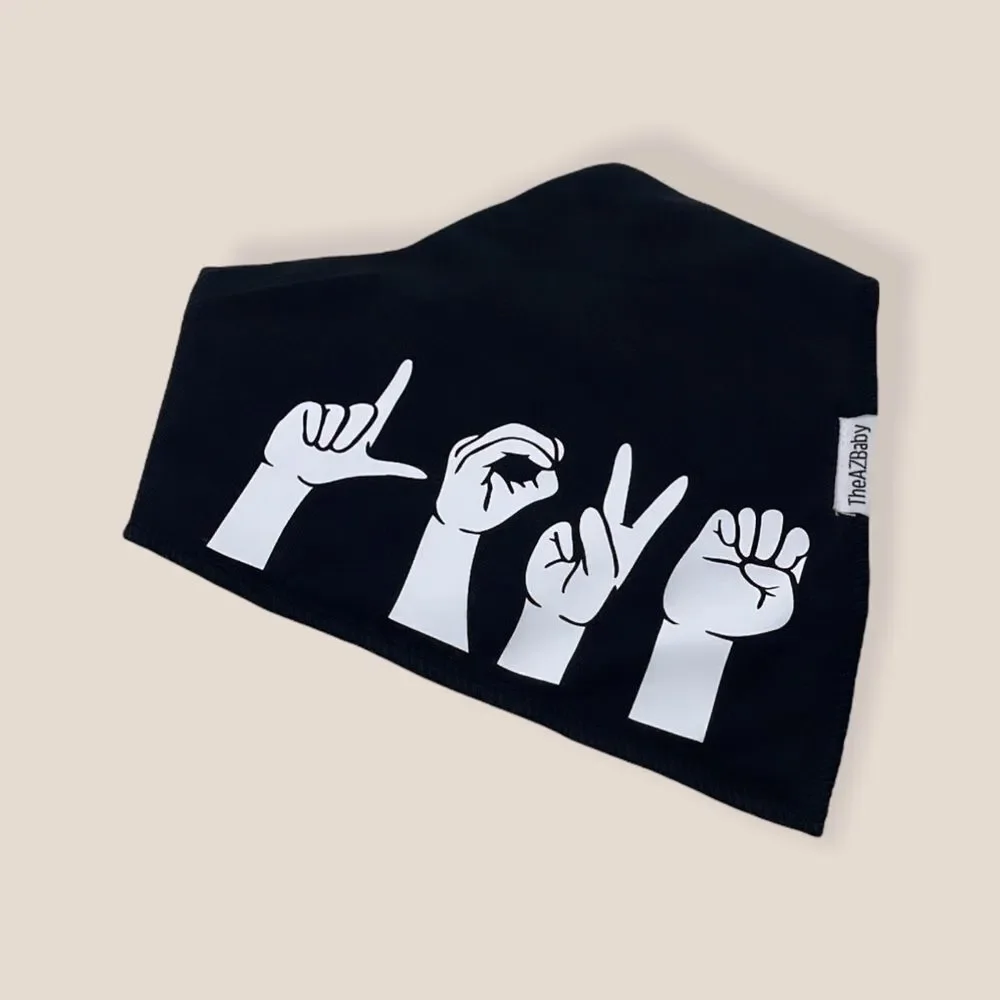 NWT Wool + Pepper Co. LOVE Sign Language Baby Bandana Bib